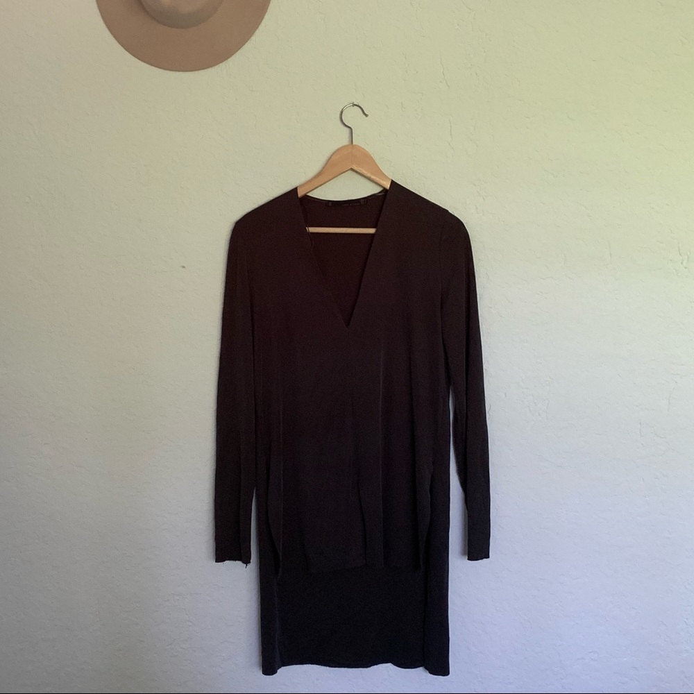 Zara high low vneck top